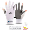 Pair of white and gray sports gloves for hand protection with size options
