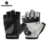 A pair of black and gray breathable cycling gloves for mountain biking riding