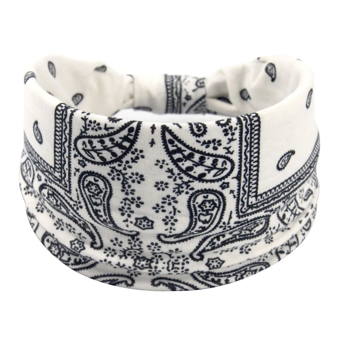 Bohemian Twist-Haube in Weiß-Schwarz gemustert für Frauen