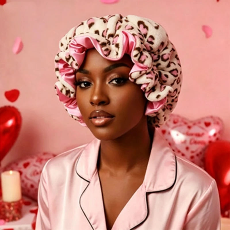 Leopard Print Plush Hair Wrap Headband with Bowknot