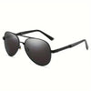 A pair of black men's rectangle polarized sunglasses viewed from the front.