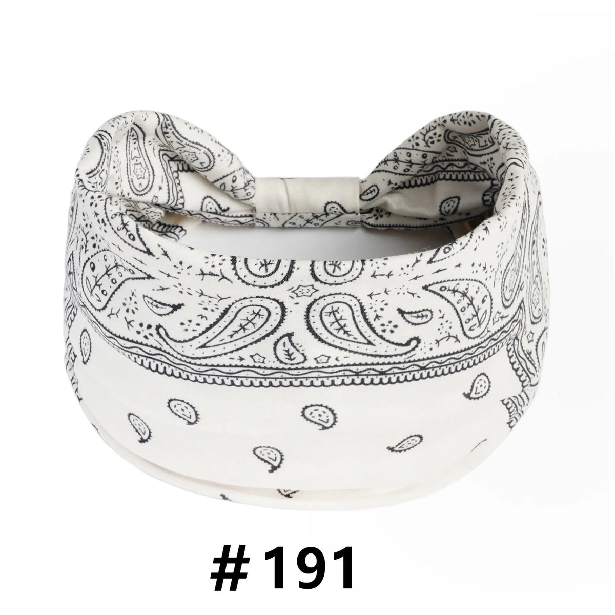 White boho print cotton headbands for hair and workout