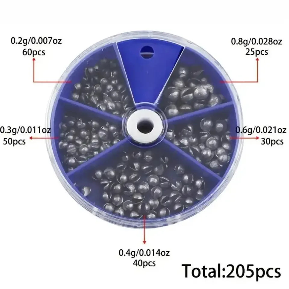 Assorted Removable Split Shot Sinkers for Fishing