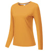 Una blusa de manga larga naranja sólida para yoga o correr.