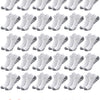 A collection of 30 pairs of white ankle athletic running socks laid out in rows.