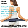 A woman wearing a black adjustable pelvic support hip belt for lower back and SI joint relief.