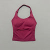 Mailllose, feste magentafarbene Strick-Sport-Tanktop mit Rundhalsausschnitt und figurbetontem Schnitt.