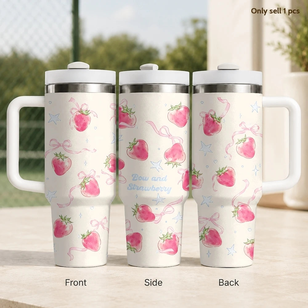 Kawaii Cherry Pattern Insulated Tumbler
