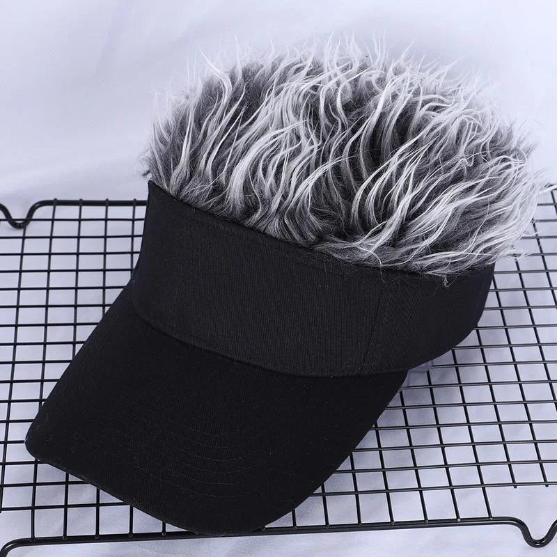 Adjustable Sun Visor with Realistic Hair Strands