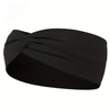 Black knotted elastic sports headband shown from the side.