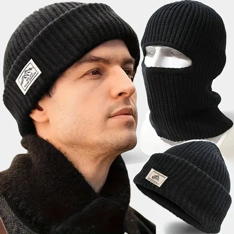 2-in-1 Knitted Balaclava Face Mask with Windproof Winter Protection