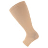 A beige knee-high compression sock shown from the side.