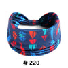 Navy blue boho cotton turban headband with a colorful floral print