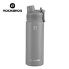 A gray insulated stainless steel thermal water bottle with a screw-on cap.