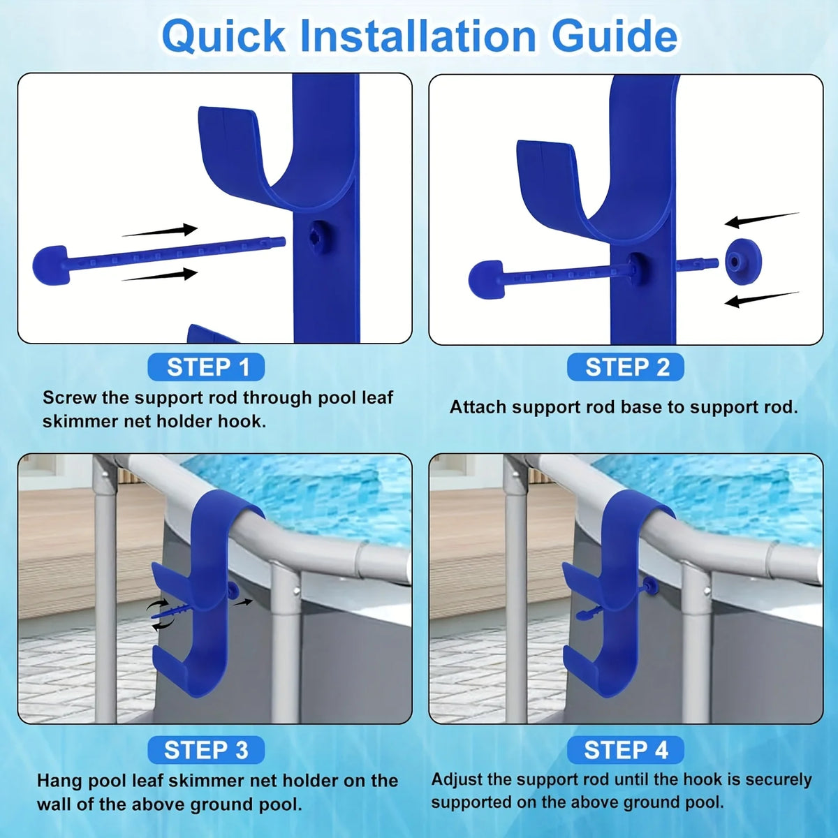 Telescopic Hook Set for Pool Skimmer Nets and Poles