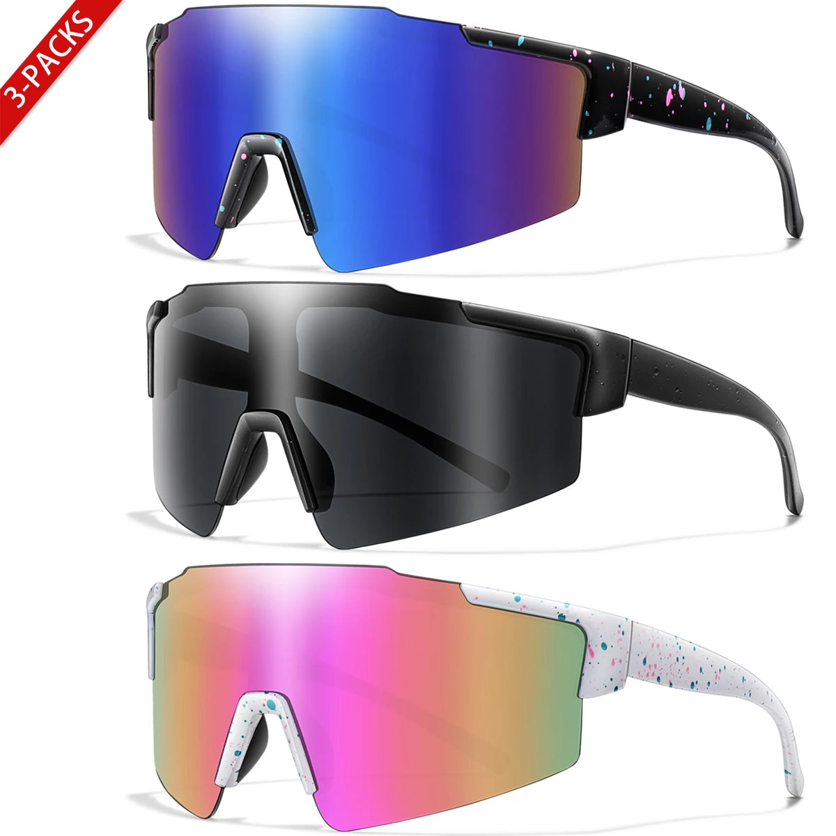 UV400 Polarized Sports Sunglasses (3-Pack)