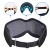 Black sleep headphones with built-in music featuring adjustable straps and sound wave graphics.