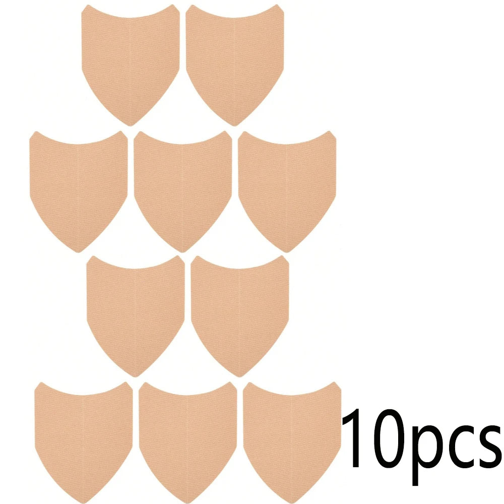 Une collection de dix bandes anti-frottement en forme de bouclier beige, disposées verticalement.