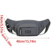 A gray durable nylon waist bag for men shown with dimensions.