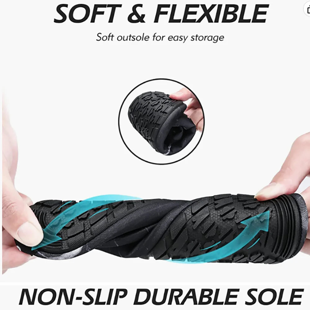 Close-up of black soft and flexible non-slip durable sole for waterproof aqua socks