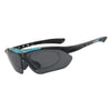 A pair of dark gray polarized sunglasses with black frames and a blue accent.