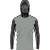 Graues Langarmshirt mit Kapuze, von vorne gezeigt