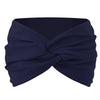 Navy blue twisted criss cross elastic headband for yoga and sports