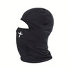Schwarze atmungsaktive Vollgesichts-Balaclava/Skimaske mit Kreuzdesign