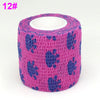 Roll of purple elastic bandage tape with a blue fruit pattern