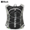 Black outdoor running and cycling backpack with light gray accents