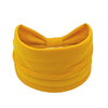 A bright yellow boho wide headband hair wrap for women