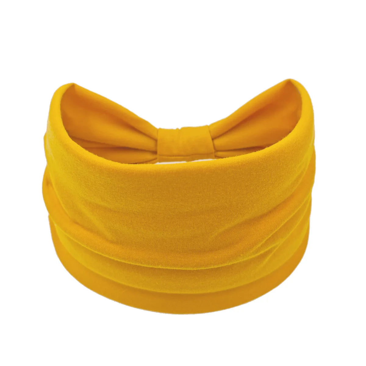 A bright yellow boho wide headband hair wrap for women