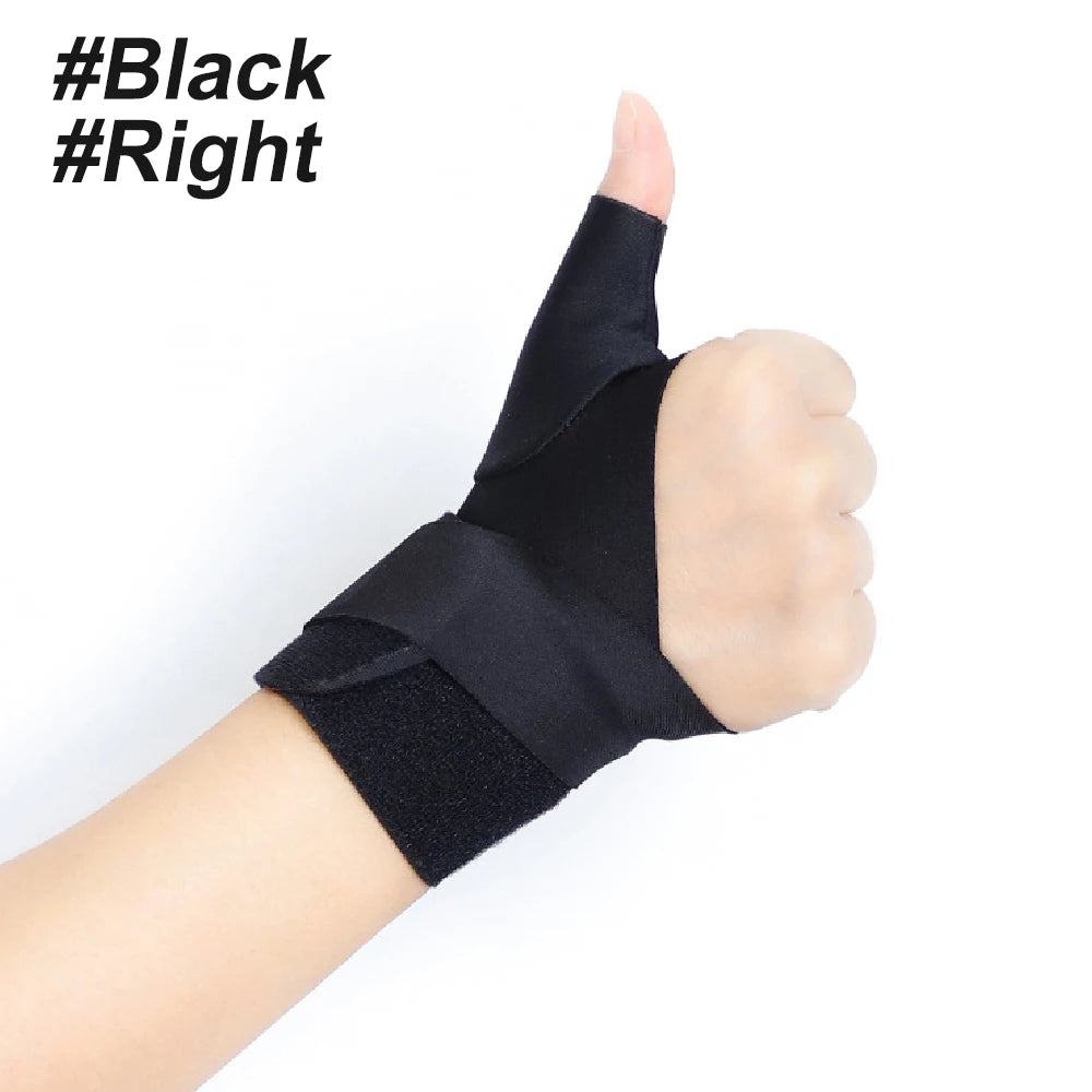 A hand making a right fist gesture with a black wrist support brace.