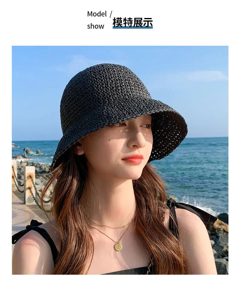 Handwoven Straw Sun Hat with Wide Brim
