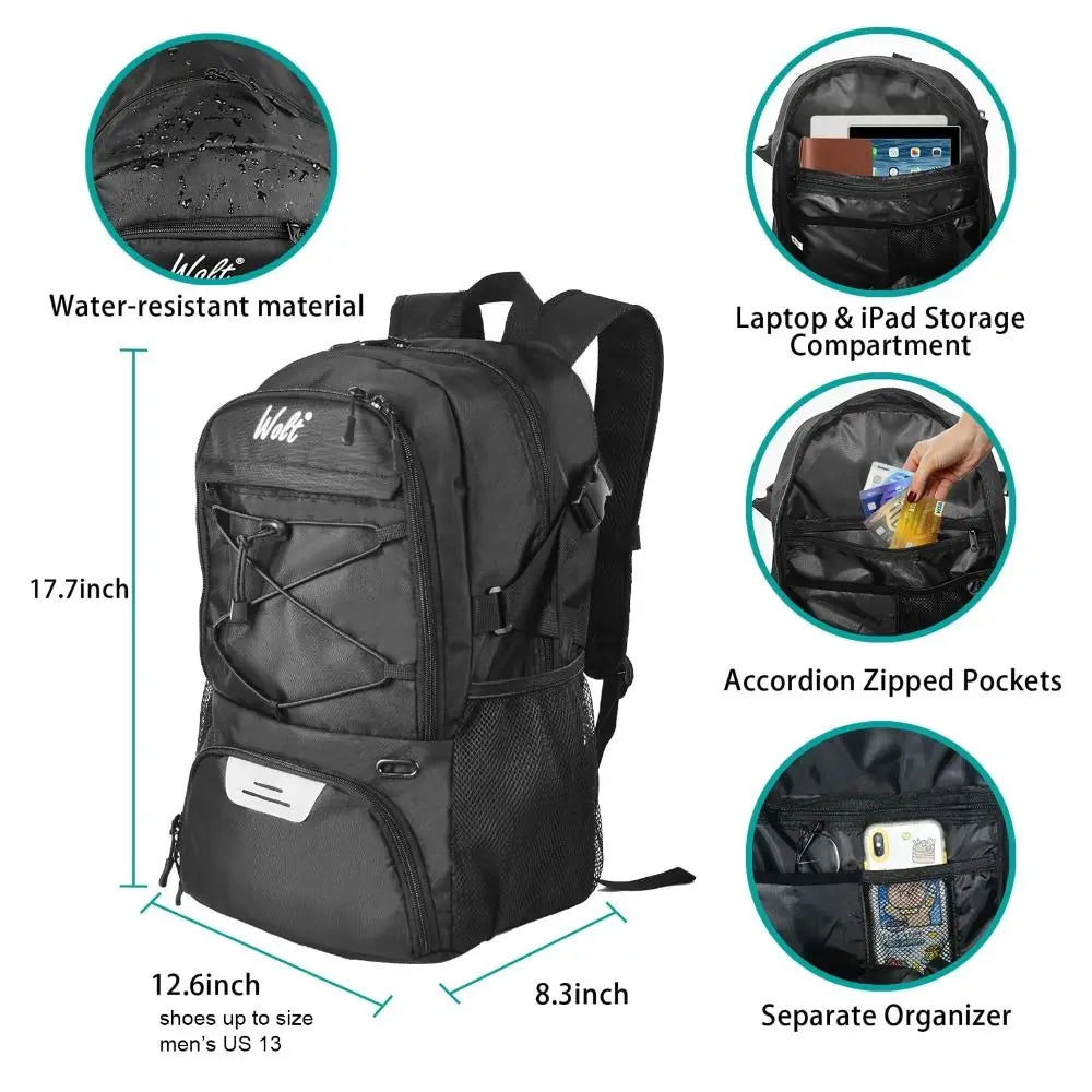 Multi-Sport Backpack with Separate Shoe & Ball Compartments