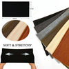 A collection of soft and stretchy boho headbands in various earthy tones shown alongside a black headband.