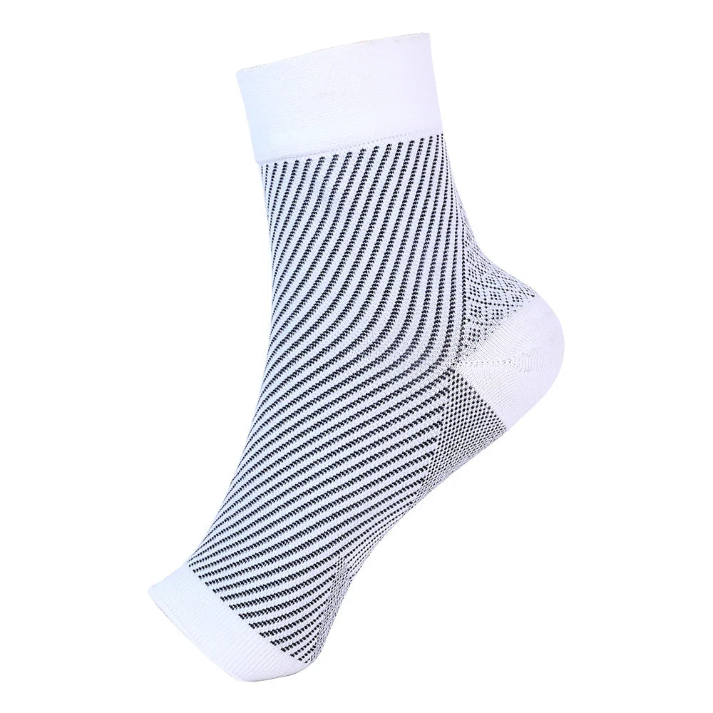 White therapeutic compression socks for foot and ankle pain relief