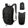 Black large capacity waterproof outdoor hiking backpack shown in three views