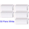 Fifty pairs of white comfort fit ankle socks arranged in multiple rows.