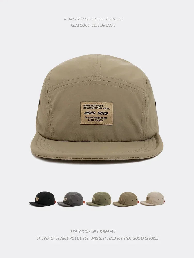 Quick-Dry 5-Panel Baseball Cap with Adjustable Strap