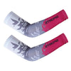 Paar rosa und grau UV-Schutz Ice Silk Armschuhe für Outdoor-Sport