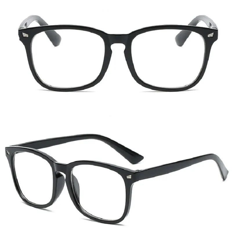 Black rectangular frame reading glasses with dark rims