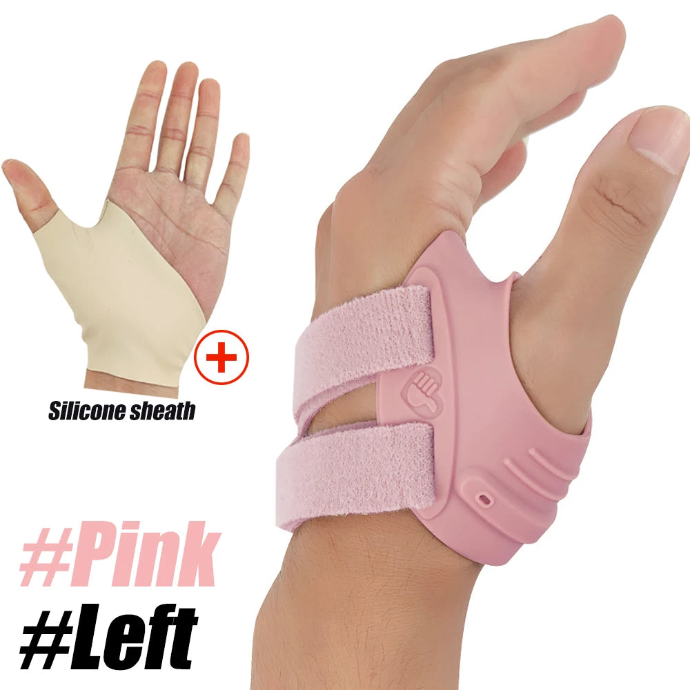 Pinkes Silikon-Daumengelenk-Stabilisator für die linke Hand zur Linderung von Arthritis und Schmerzen.