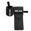 Black wrist support wraps with an MKAS logo and strap for fitness and lifting.