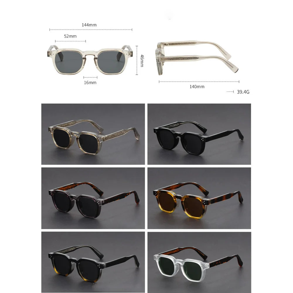 Retro Tortoiseshell Acetate Square Sunglasses