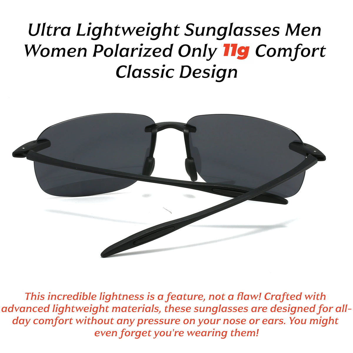 Ultra-Light TR90 Frameless Polarized Sunglasses