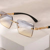 Minimalist Rimless Rectangle Sunglasses for Women and Men
