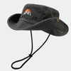 Washed Cotton Bucket Hat with Embroidery – Unisex Wide Brim for Outdoor Adventures