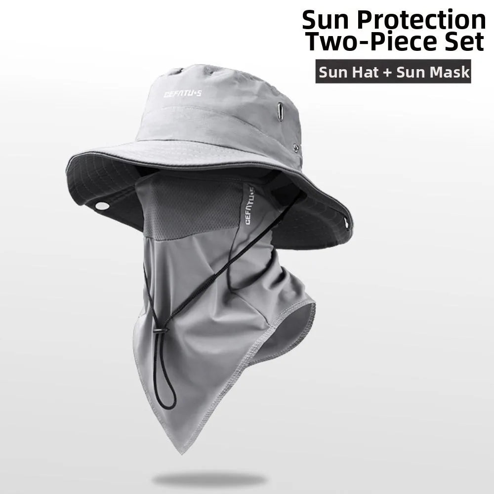 Breathable Fisherman Hat with Detachable Face Mask