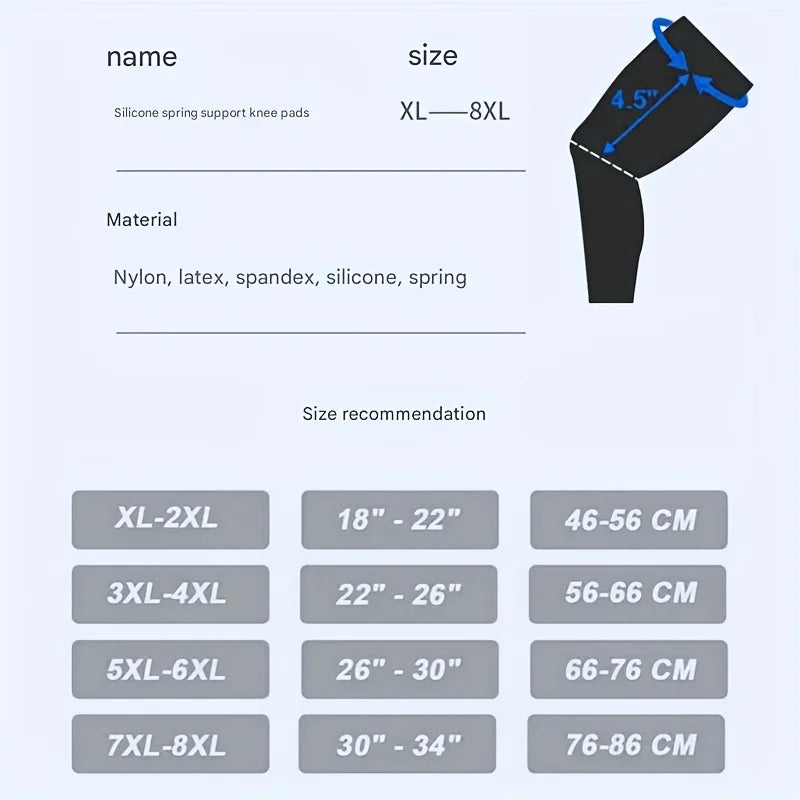 Diagramm mit Größenempfehlungen für eine extra große Kniebandage, einschließlich Maße in Zoll und Zentimetern.